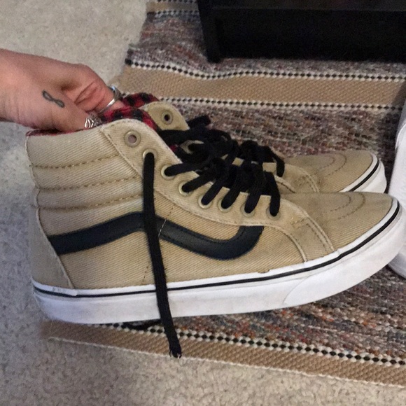 Vans Shoes - Tan & black high top vans